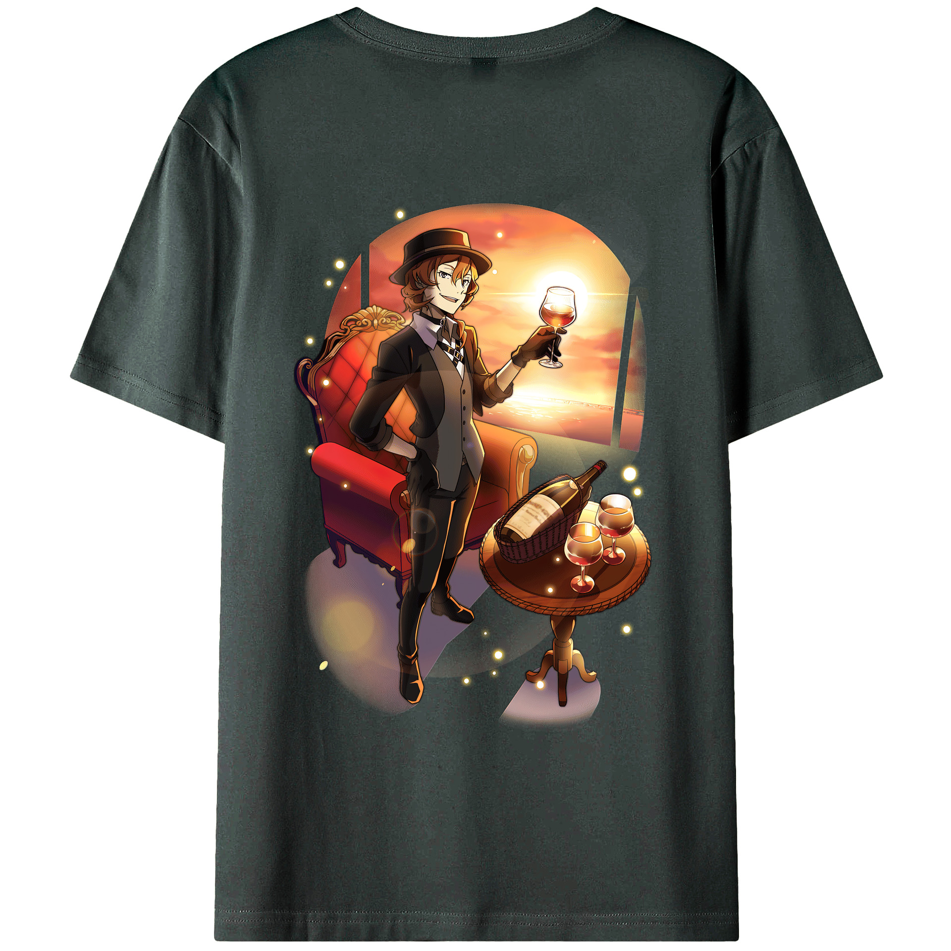 （画像用） 文豪ストレイドッグス Bungo Stray Dogs 綿100％ メンズ半袖Tシャツ（バックプリント） 通気性